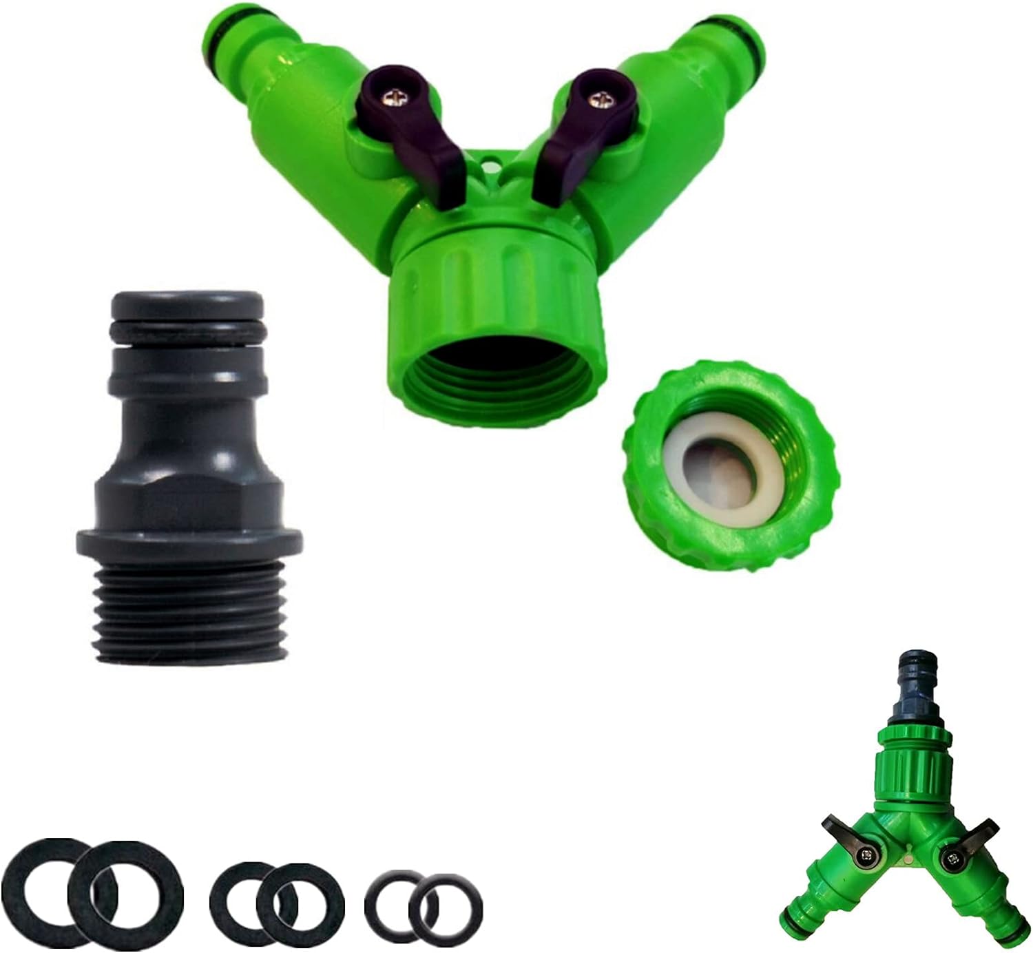 2Way Garden Hose Splitter with On/Off Valves