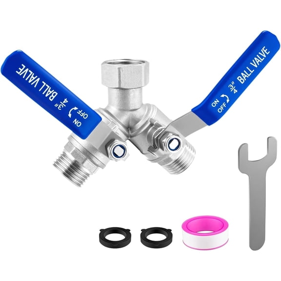 2-Way Heavy Duty Hose Y Splitter, 3/4" GHT Stainless Steel Garden/Water Hose Connector, Full Flow Adapter with Wrench