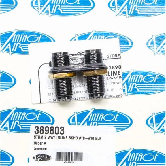 Vintage Air 389803 2 Way In Line Bulkhead Plate for No.10-10 Male O-Ring Heater