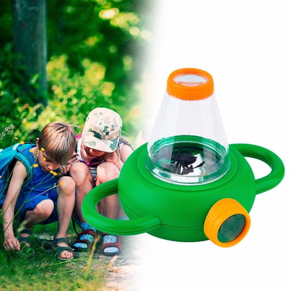 2-Way Insect Viewer Magnifier, Educational Bug Observation Container with Dual Lenses, Green Outdoor Science Toy, 7.5x5.1 Inch