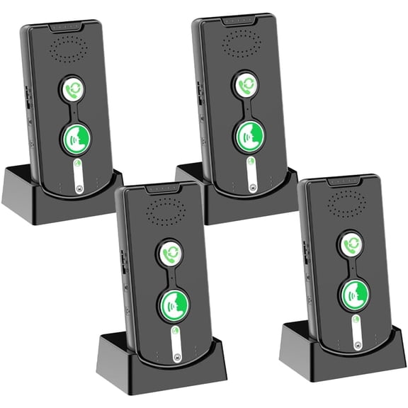 2 Way Intercom for Home Upgraded, Portable Wireless Intercom System for House with 5 Level Volume and Ringtones Adjustment Rechargeable for Hospital Hotel Office Business 4 Pack(Black)
