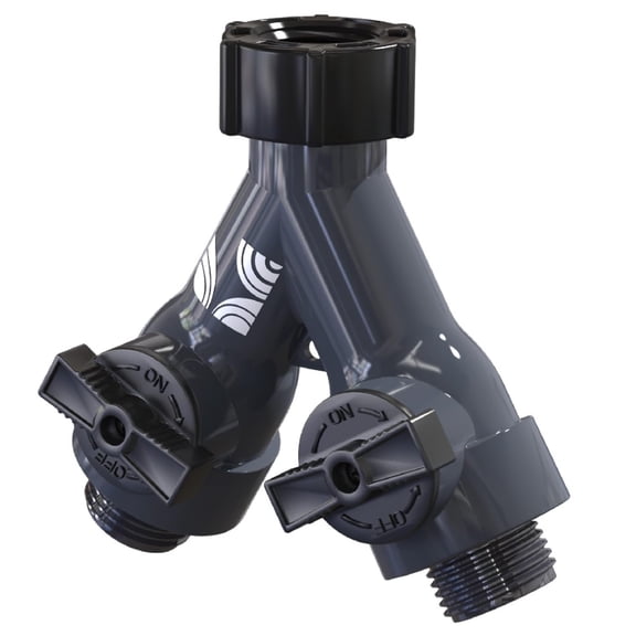 2-Way Metal Connector Garden Hose Splitter with Shut Off Valve 900002 by New England Garden Tools