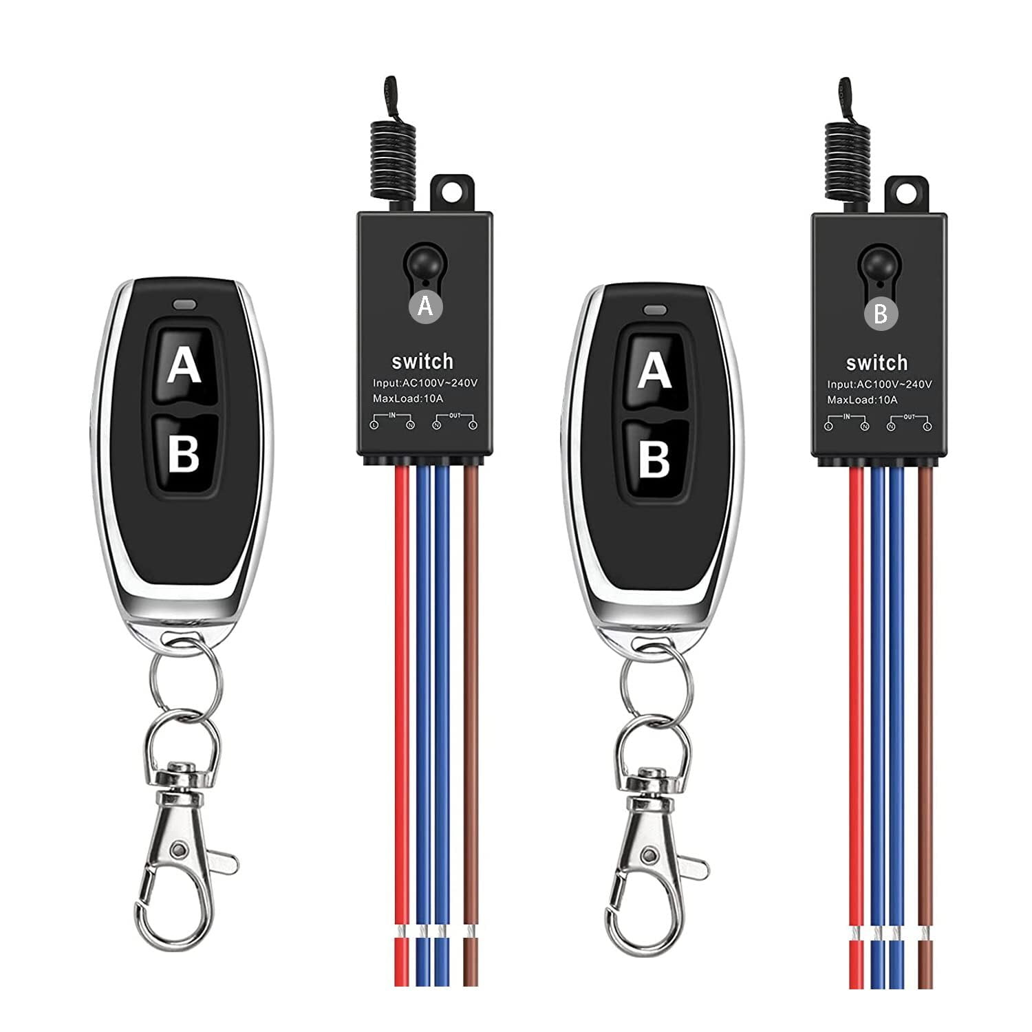 2 Way Mini Remote Control SwitchAC 110V/120V/220V/240V/10A Relay ON/OFF ...