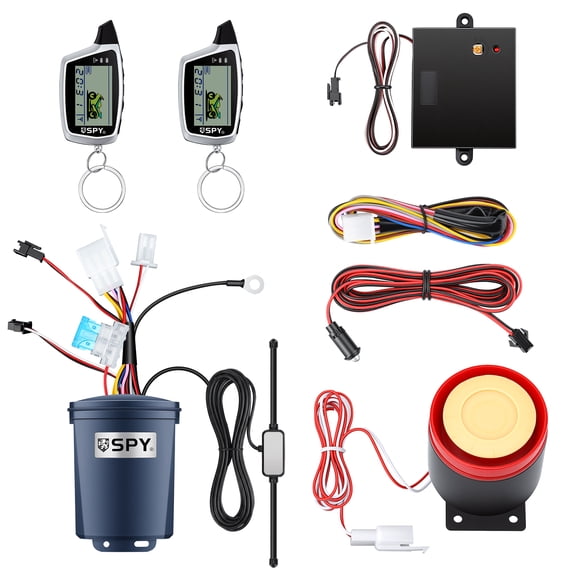 2 Way Motorcycle Alarm System with LCD Pager Display Rechargeable Transmitter Built in Shock Sensor & Microwave Sensor Detecting DC12V