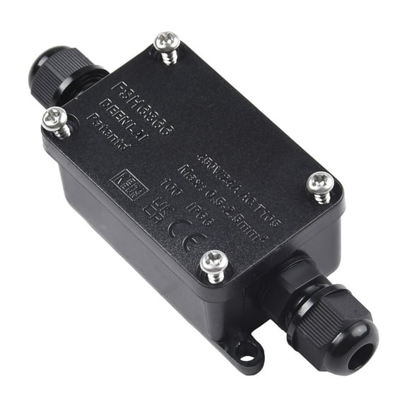 2 Way Outdoor Waterproof Ip65 Cable Connector Pc Junction Box 240V Black