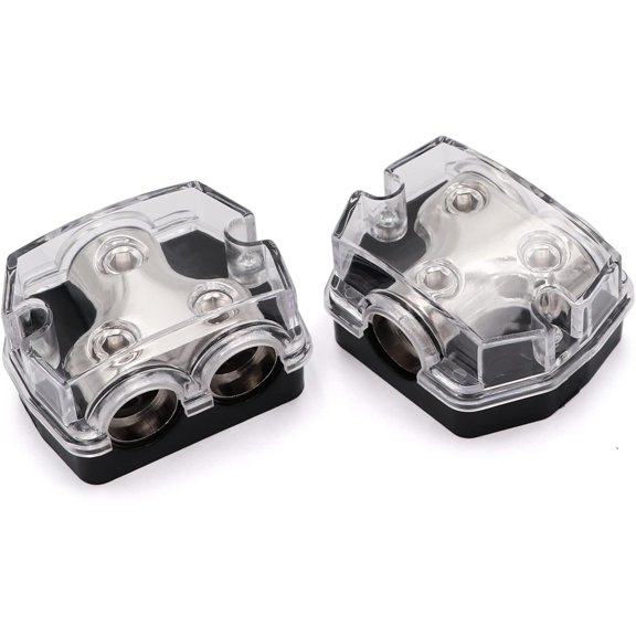 2 Way Power Distribution Block 1x 0 GA in 2X 0 GA Out Circuit Protector Distribution Connecting Blocks for Car Audio Splitter,2Pcs