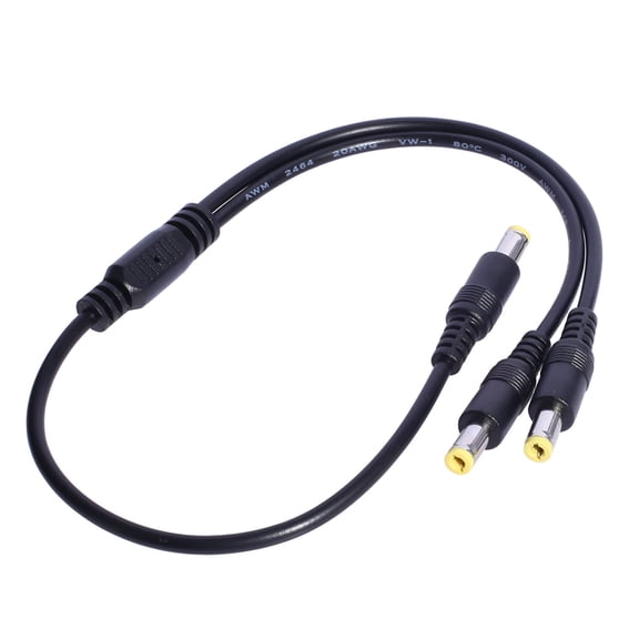 2 Way Power Distribution Cable, 5.5x2.5mm Adapter Power Splitter Cable for LED Lighting and Surveillances Gear