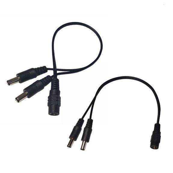 2 Way Power Splitter Cable DC5.5x2.1mm Connectors for Camera and LED Lighting