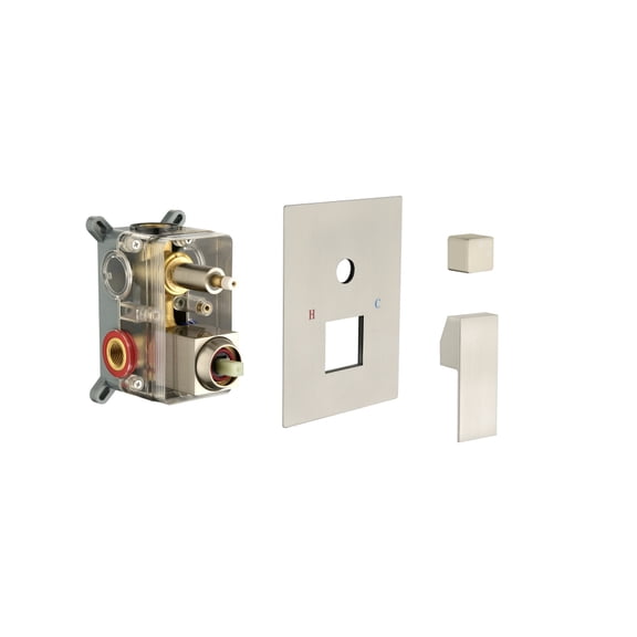 2 Way Shower Diverter Valve Mixer, Brushed Nickel Solid Brass Rough-In Pressure Balance Valve Kit