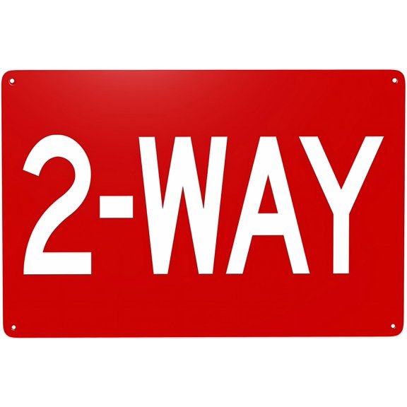 2 Way Sign 12 x 8 Inches - Caution Security Tin Sign, Safety Warning, Indoor Outdoor Street, Business, Wall Decor, Intersection