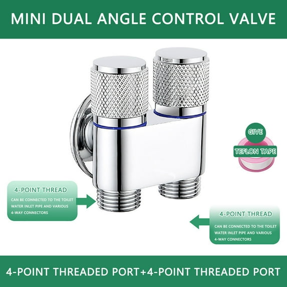 2-Way Toilet Bidet Shower Faucet Angle | Alloy Mini Washing Machine Water Stop | 4-Point Thread Universal Connection | 90° Quick Opening Handle | Bathroom Plumbing Accessories