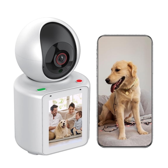 2 Way Video Calling Camera, Dog Camera with Phone App, 2.4G WiFi Only, 360 PTZ Pet Monitor Cam with Speaker, 2.8" Display Doggy Cam, Motion Detector, 1 Click Call, in-House Monitoring Pet/Baby/Nanny