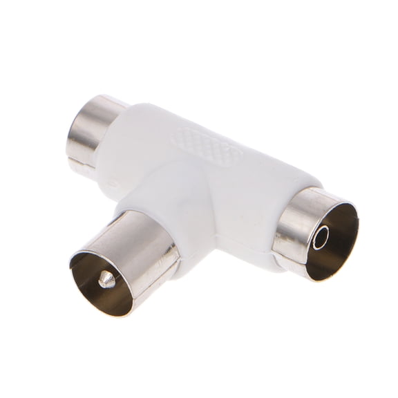 2 Way for T Splitter Aerial Coaxial Cable Male to 2x Female Connectors Adapte