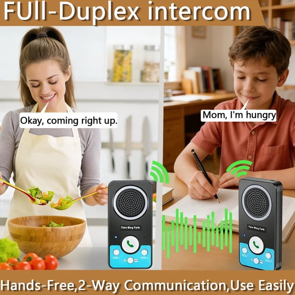 UHAXZ Elderly Intercom System, Full Duplex Talk, Wireless, Portable, 2-pack