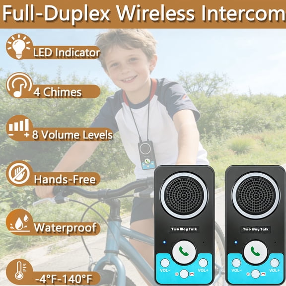 UHAXZ 2-Way Intercom System for Elderly, Full Duplex Hands-Free Talk, Up to 10 Days Standby , 1000mAh Battery, No Wifi Needed, (2-Pack)