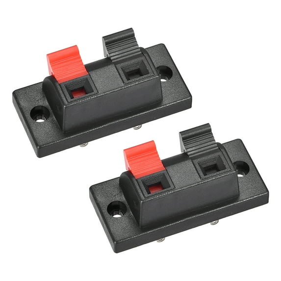 2 Ways Spring Speaker Terminal Clip Push Release Connector Audio Cable Terminals Strip Block Black Red WP2-10, 2Pcs