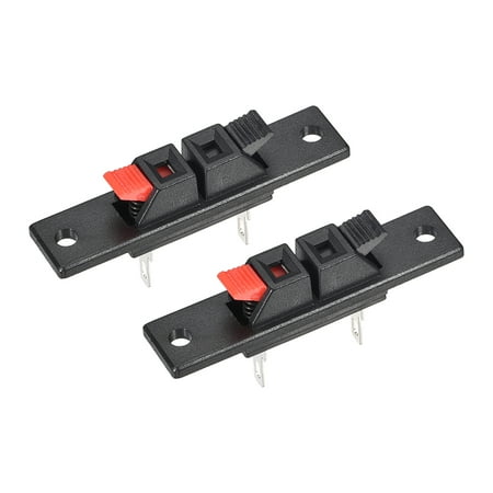 2 Ways Spring Speaker Terminal Clip Push Release Connector Audio Cable Terminals Strip Block Black Red WP2-35, 2Pcs