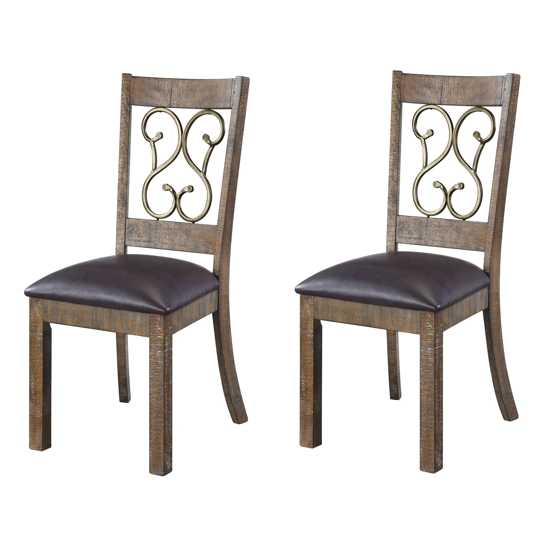 2 Weathered Cherry And Black Chairs - Open Back For Chic Look, Faux ...