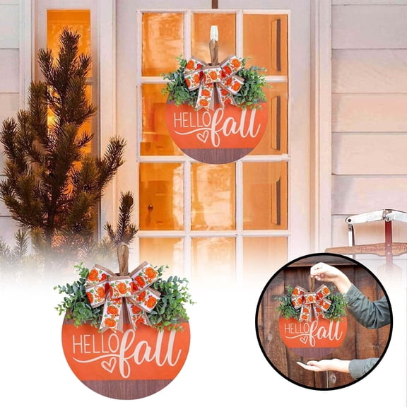 2 - Welcome Fall Door Sign Pumpkin Sign For Front Door Fall Door Wood Sign Truck Pumpkin Signs For Door Porch Farmhouse Wall Pediments Thanksgiving Fall Decorations For Home, 30x3x35 cm, Khaki