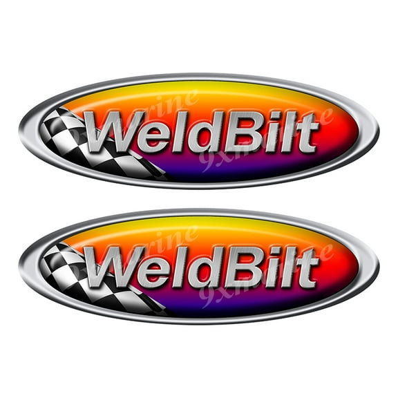 2 WeldBilt Red Racing Oval Stickers