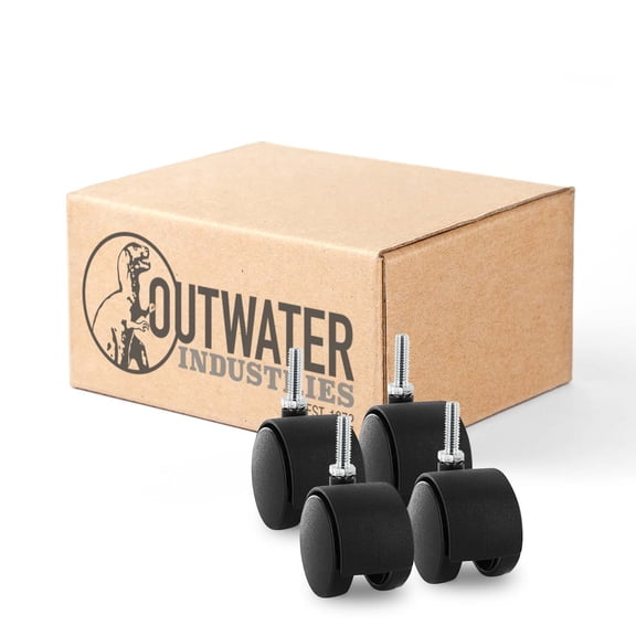 2" Wheel Diameter | Black Nylon Swivel Hooded Samson Twin Wheel Caster | 5/16-18 x 1" Threaded Stem | Installed mounting height: 2-5/16''| 4 Pack
