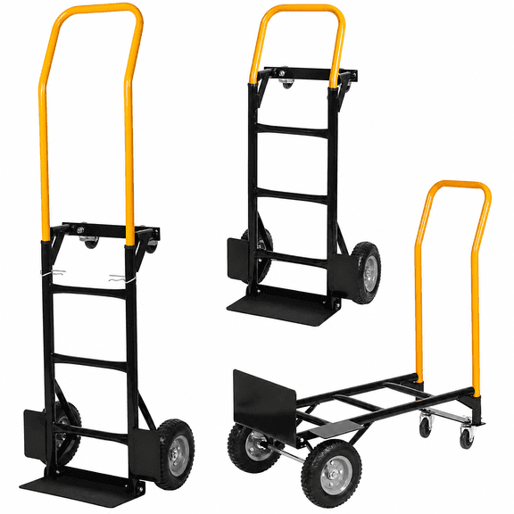 2 Wheel Dolly Cart and 4 Wheel Push Cart with Swivel Wheels 330 Lbs Capacity Heavy Duty Platform Cart for Moving/Warehouse/Garden/Grocery