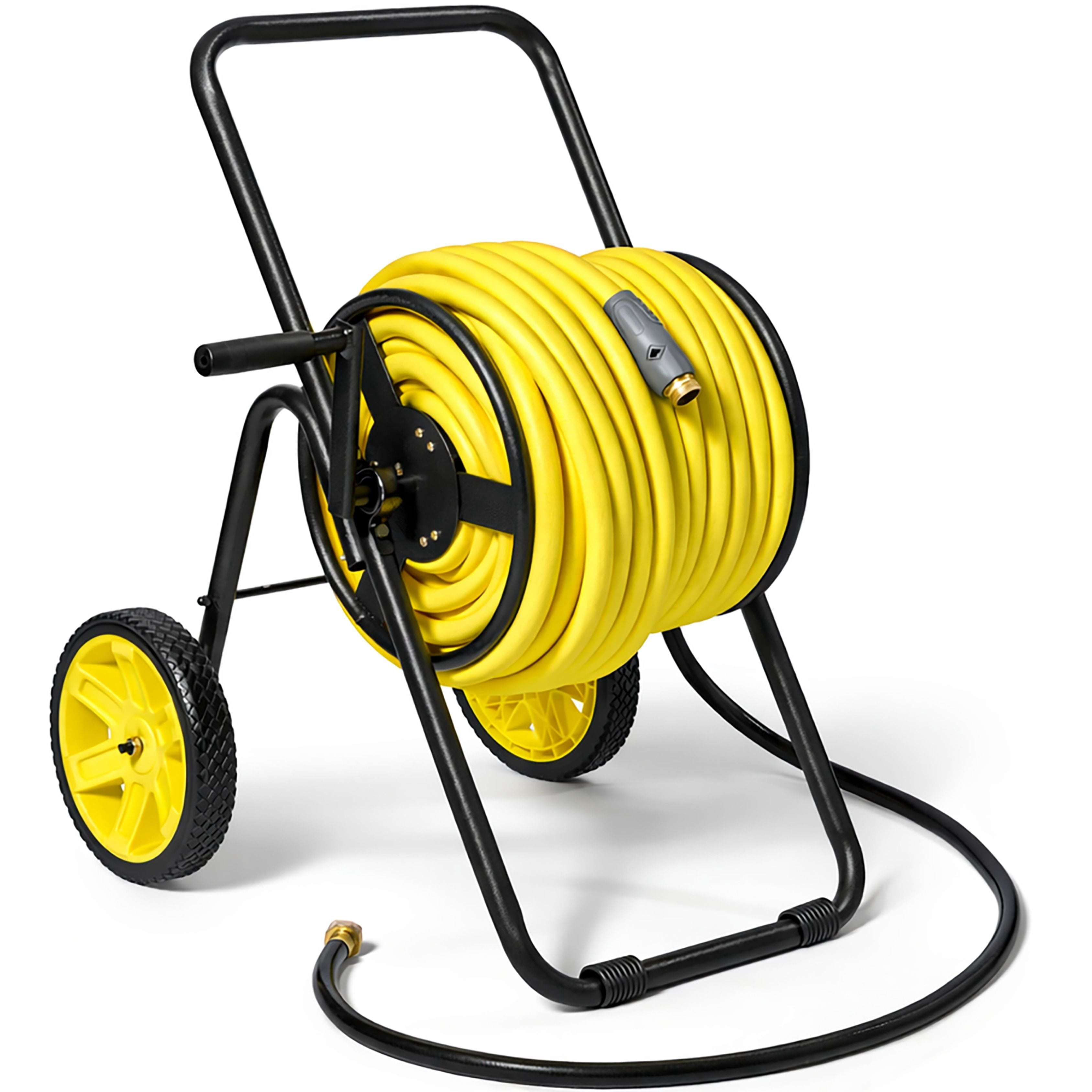 2-Wheel Hose Reel Cart, Residential Duty Hose Reel with Wheels, Outdoor Water Hose Reel for Backyard, Garden, or Lawn, Metal Hose Carts