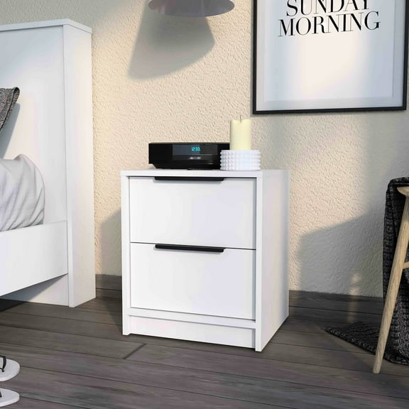 2 White Bedroom Nightstand - Contemporary Storage Option For In