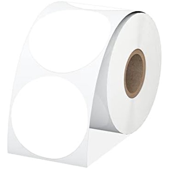 2" White Circle Direct Thermal Labels, Self-Adhesive Round Direct Thermal Stickers, Multi-Purpose Roll Sticker Labels for DIY Logo Brand Design, QR Code, Name Tag(1 Roll, 750 Labels)