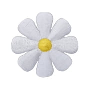 2 White Daisy, Flower, Embroidered, Iron on Patch
