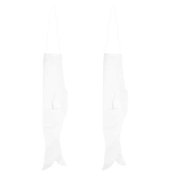 WRITWAA Carp Windsock Fish Hanging Blank for Own Design White Cloth 2Pcs