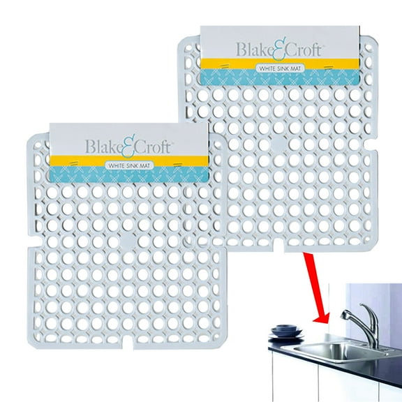 2 White Kitchen Sink 11 x 11 Inch Mat Drain Pad Plastic Protector Mesh Non-Slip