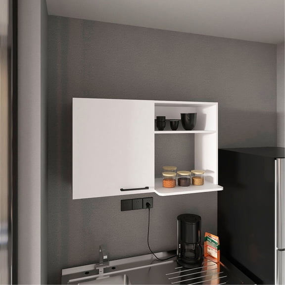 2 White Kitchen Wall Cabinets | Extra Shelf Space, Quick Assembly Process | Wood Cabinet with Convenient Handles | Solves Kitchen Space Issues