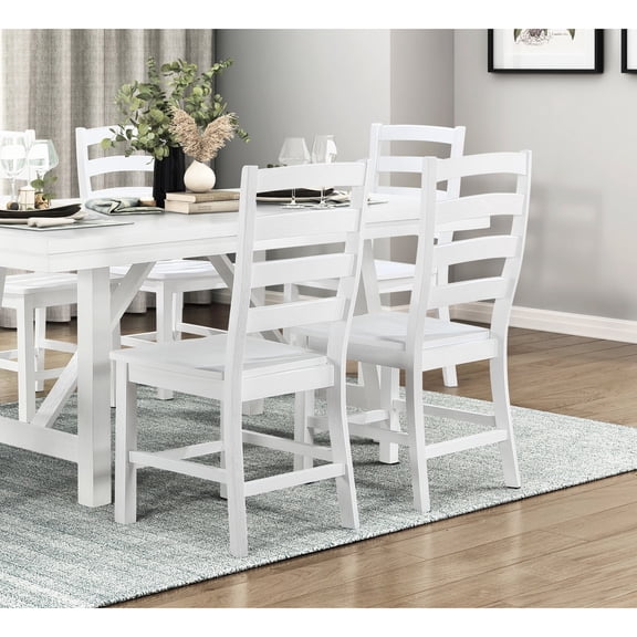 2 White Side Chairs For Dining, 250lbs Weight Capacity, Wood Finish Of 2 Style, Wood, Capacity