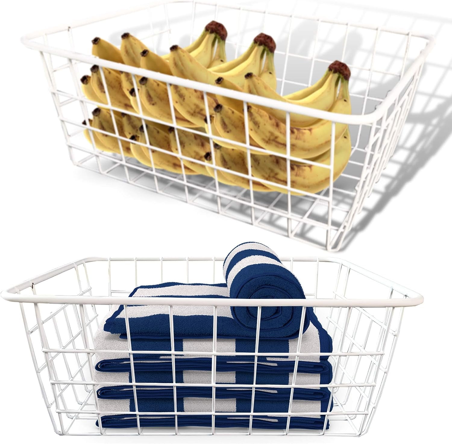 2 White Wire Baskets White 2 Pack Wire Basket Set Storage Decor