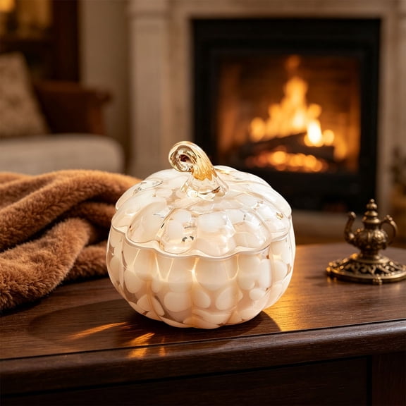 2-Wick Fall Scented Candles Gift, 8 oz Halloween Pumpkin Glass Jar Candles, Thanksgiving Aromatherapy Candles for Woman Man, Autumn Fragrance Table Farmhouse Decoration, Tabletop Centerpiece