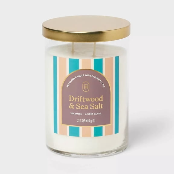 2-Wick Lidded Glass Jar Candle -Multi-Wick, Includes Essential Oils, Lidded-21.5oz