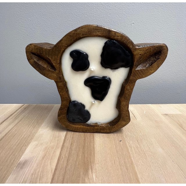 2Wick Wooden Cow Candle