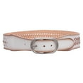 thumbnail image 1 of 2" Wide High Waist Braided Woven Full Grain Tapered Oval Leather Belt, 1 of 3