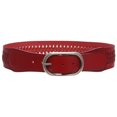 thumbnail image 1 of 2" Wide High Waist Braided Woven Full Grain Tapered Oval Leather Belt, 1 of 3