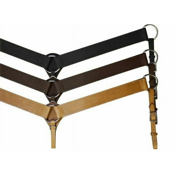 2" Wide Leather Breast Collar w/ Basketweave Tooling