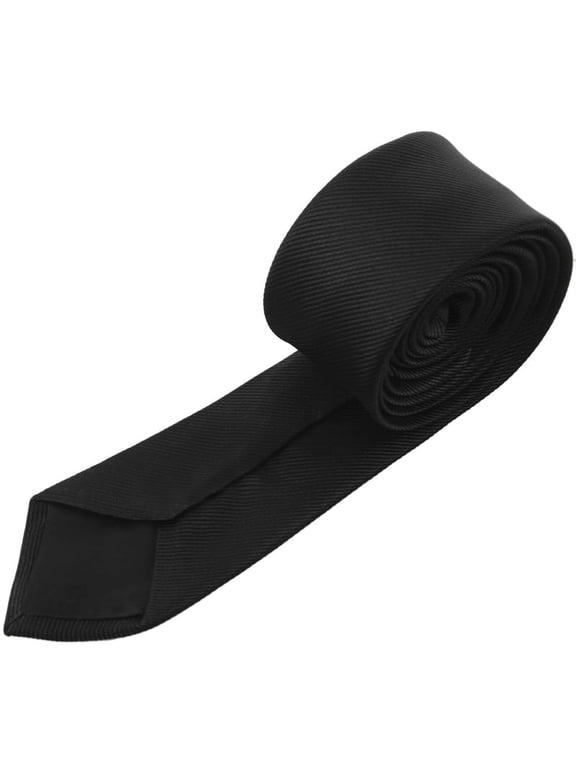 2" Wide Pattern Self Tie Skinny Necktie Black for Woman