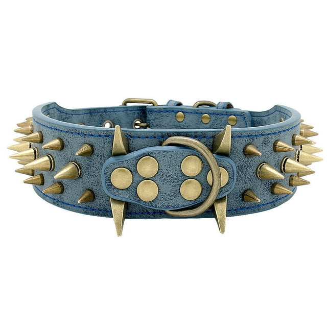 2" Wide Sharp Spiked Studded Dog Collar Soft Leather Heavy Duty for Pitbull M L