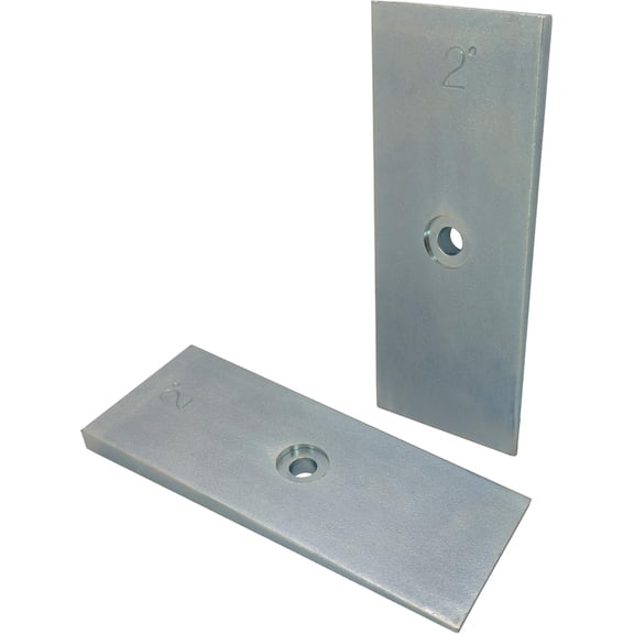 2" Wide Steel 2 Degree Shims Wedge for Pinion Angle or Caster - Set of 2, Zinc Plated (2° Degree)