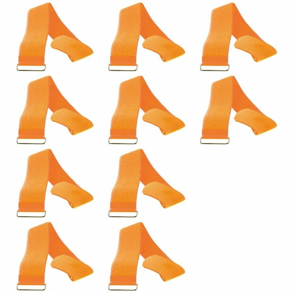 2” Wide x 18” Hook and Loop Strap with Metal Buckle, Adjustable, 10 Pack