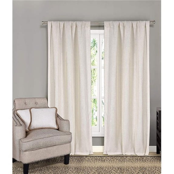 2 Window Curtain Panels + 2 Throw Pillows - Linen Textured - Beige