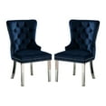 thumbnail image 1 of 2 Wingback Dining Chairs In Blue, Button Back, Legs & Notable Trim 2pcs Chairs, Blue Color,, 1 of 3