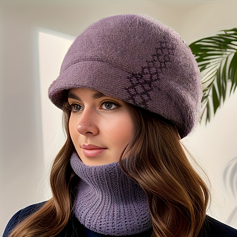 2 Winter Warm Berets for Women, Acrylic Knitted Hats with Zipper Closure, Good Water Absorption, Suitable for Outdoor Activities, Skiing, Travel - Ideal Holiday Gift