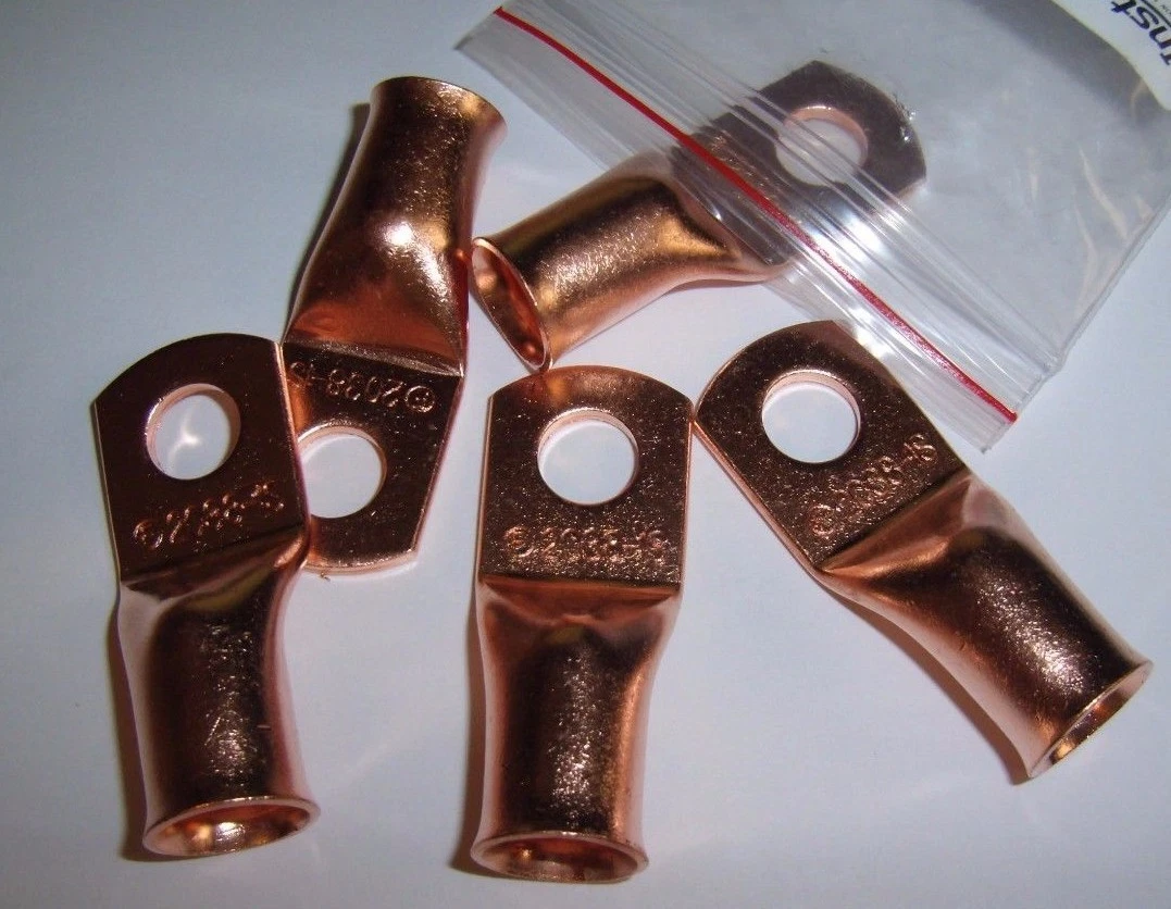 (2) Wire Ring Terminal Copper 2/0 Awg Gauge 3/8