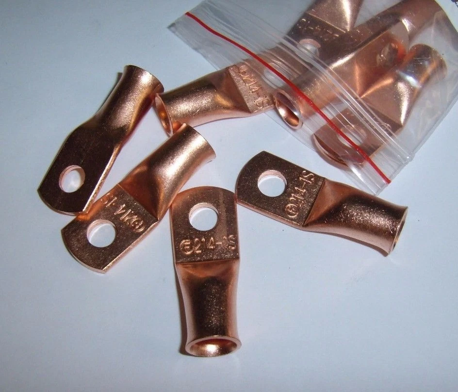 (2) Wire Ring Terminal Copper 2 Awg Gauge #10 Connectors Car Audio ...